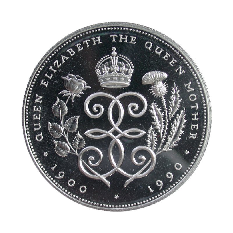 Download 1990 British Sterling Silver Proof Crown £5 Coin - Queen Mother's 90th Birthday