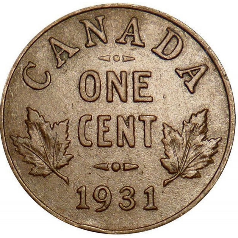 1920 Canadian 1Cent Small Penny Coin (VF)