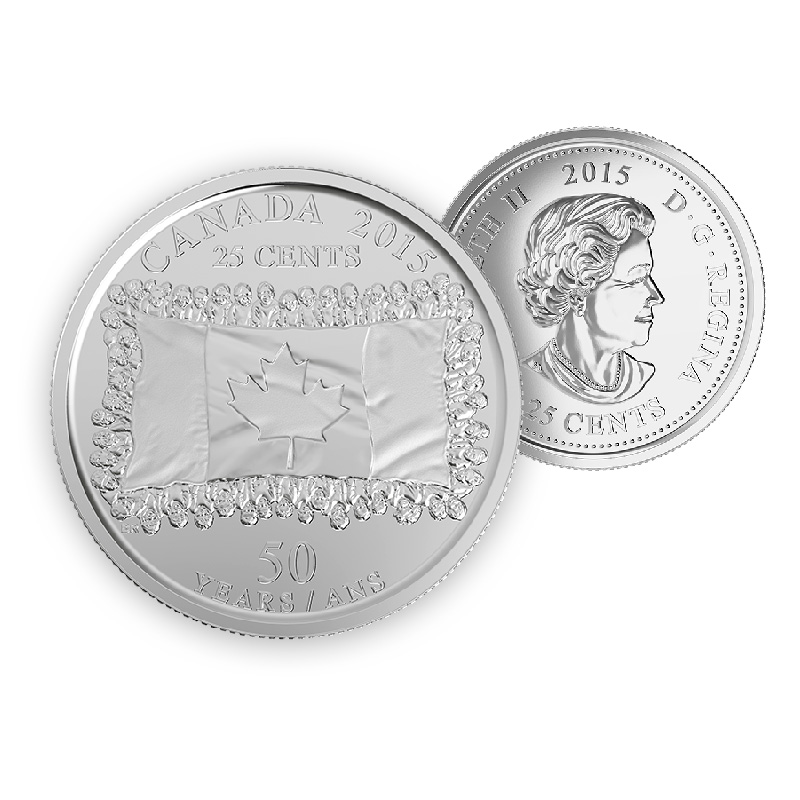 Collector Card 2 Quarters included 2015 Canadian Flag Quarters 