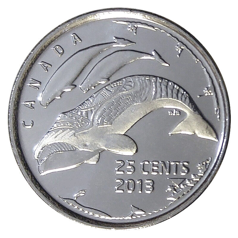 2013 Canada Quarter Beluga & Bowhead Whales Frosted Circulated Life in the North 
