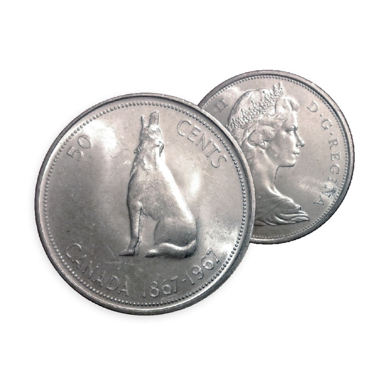 Canada 1967 Centennial Wolf BU Silver Fifty Cent Piece!!