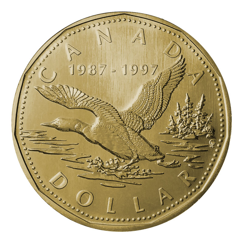 Canada 1987 loonie circulated $1 dollar coin 