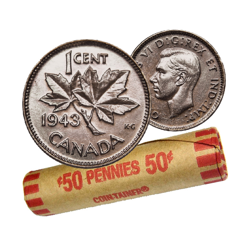 1940 Roll Pennies Canada Rare One Roll From The Box. 