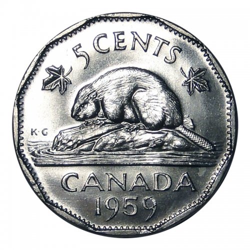 BU UNC Brilliant Uncirculated Canada 1959 nickel five 5 cent 5c coin from roll 