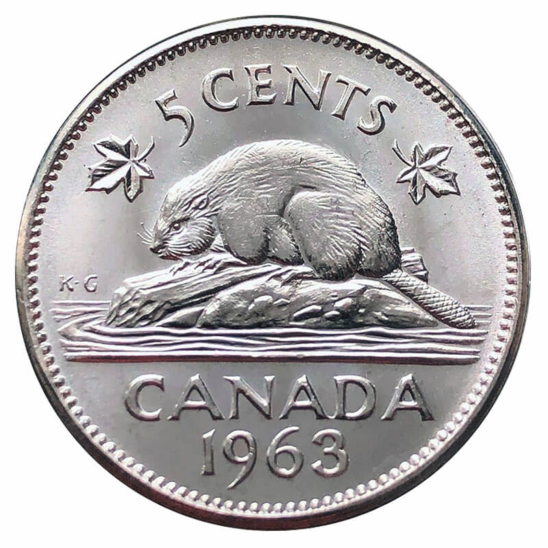 1963 Canadian 5 Cent Beaver Nickel Coin Brilliant Uncirculated 1963-canadian-5-cent-beaver-nickel-coin-brilliant-uncirculated