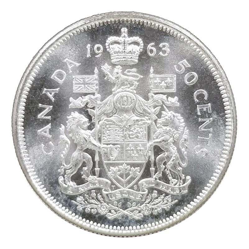 BU UNC Canada 1963 silver 50c 50 cent half dollar brilliant uncirculated 