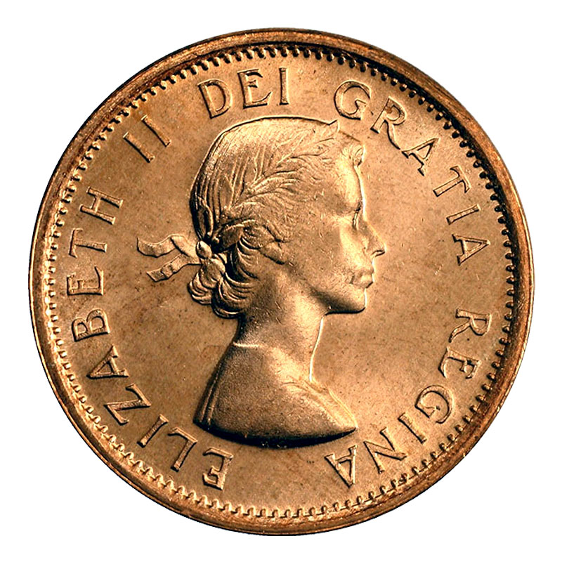 1963 Canadian 1 Cent Maple Leaf Twig Penny Coin Brilliant Uncirculated 
