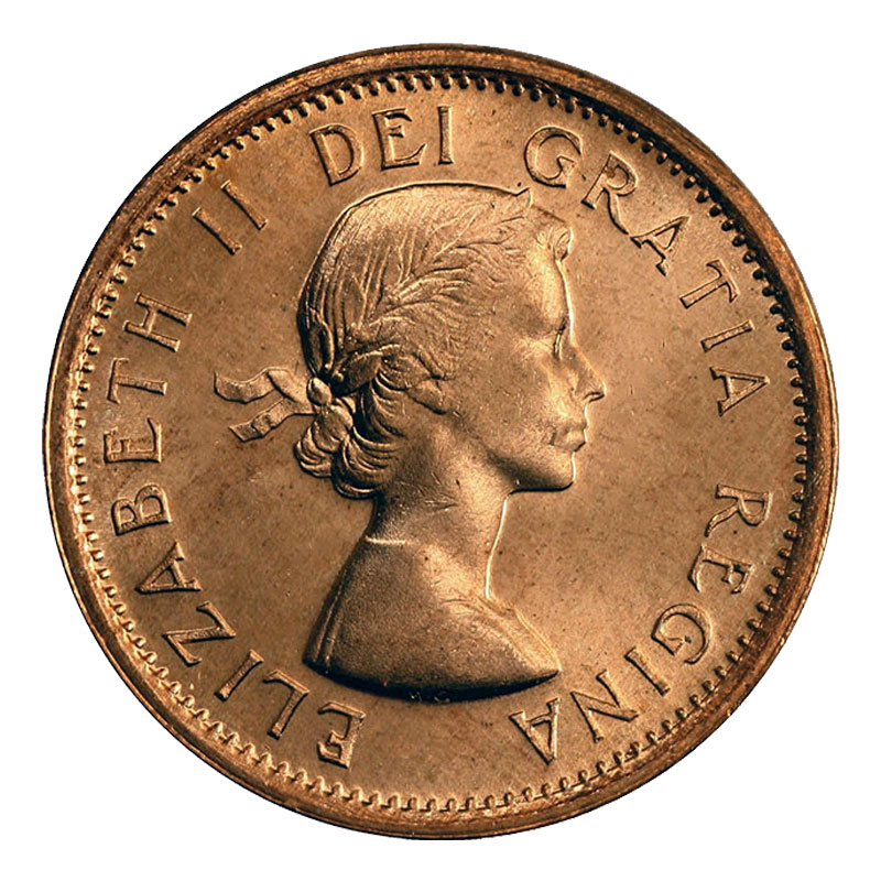 1964 Canadian 1 Cent Maple Leaf Twig Penny Coin Brilliant Uncirculated 