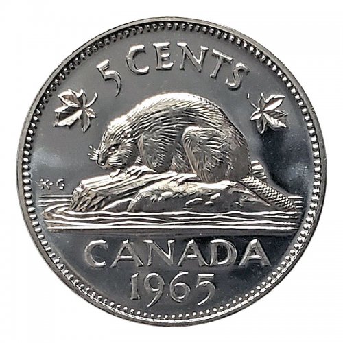 1965 Canadian 5-Cent Beaver Nickel Coin (Brilliant Uncirculated)