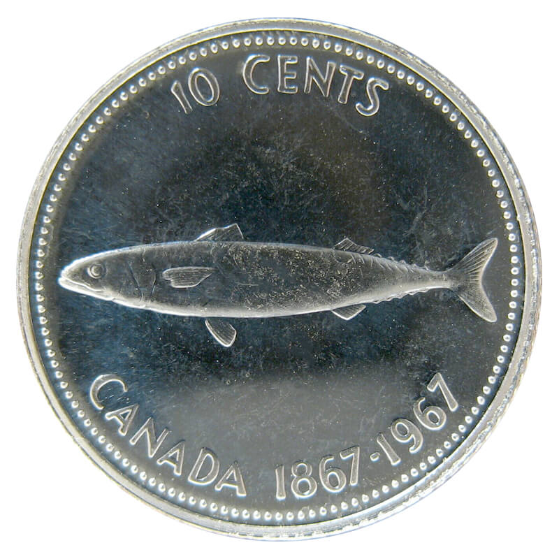 1967 Canada dime centennial fish 10 cent coins 