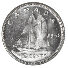 Canada 1971 Canadian Proof-Like Ten Cent Bluenose Schooner Dime Coin 
