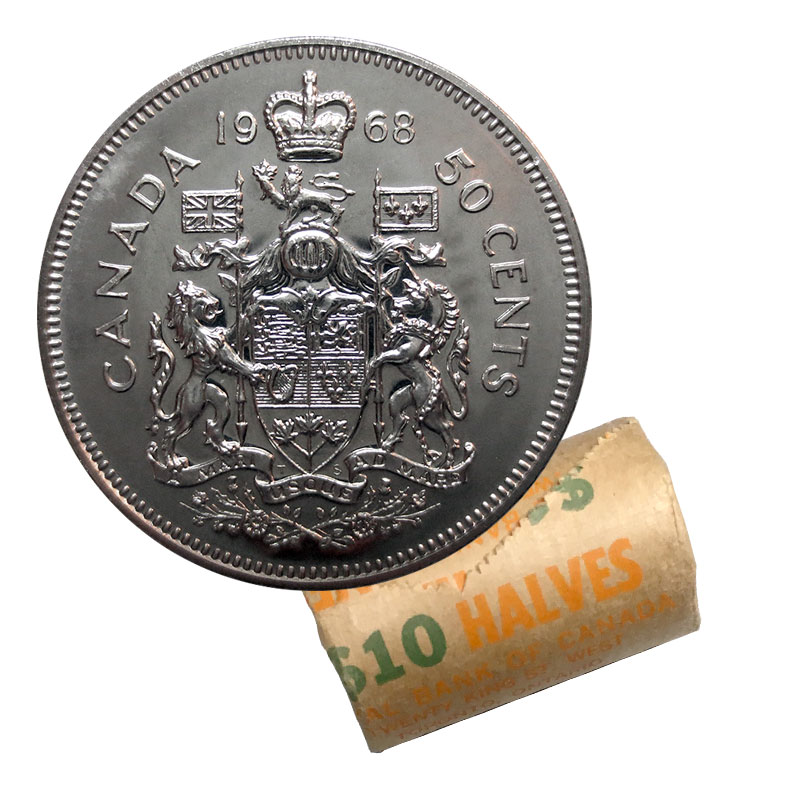 1968 Canada Half Dollar-50 Cent Coin; Unknown Circulation; 