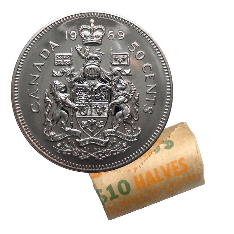 CANADA 1969 CANADIAN HALF DOLLAR QUEEN ELIZABETH JUBILEE 50 CENT COIN 