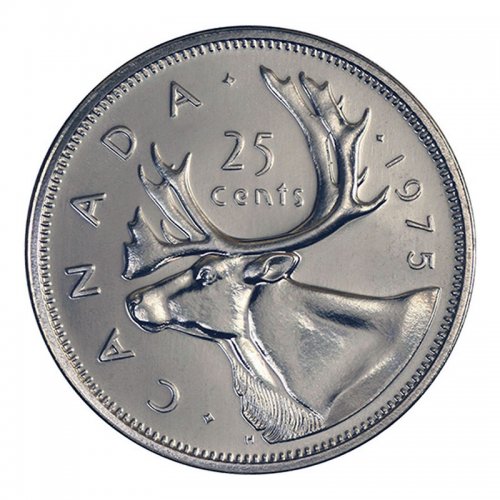 1975 Canadian 25Cent Caribou Quarter Coin (Brilliant Uncirculated)