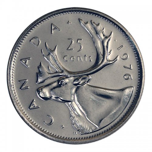 1976 Canadian 25Cent Caribou Quarter Coin (Brilliant Uncirculated)
