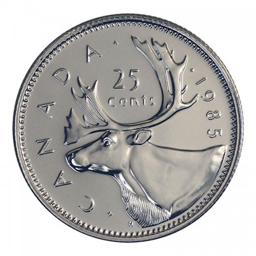 1985 Canadian 25 Cent Caribou Quarter Coin Brilliant Uncirculated 1985-canadian-25-cent-caribou-quarter-coin-brilliant-uncirculated