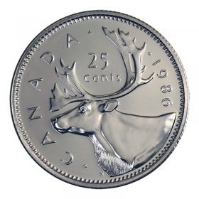 CHOICE BRILLIANT UNCIRCULATED 1995 CANADA TWENTY-FIVE CENTS GREAT PRICE! 