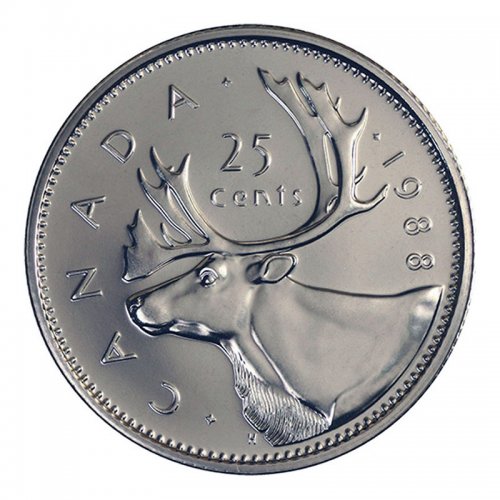 1988 CANADA 25 CENTS PROOF-LIKE QUARTER COIN 
