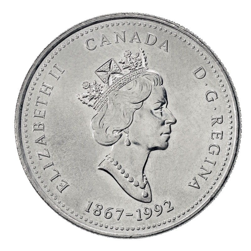 2-coins Canada 25 cent  UNC from roll 1992 Québec 