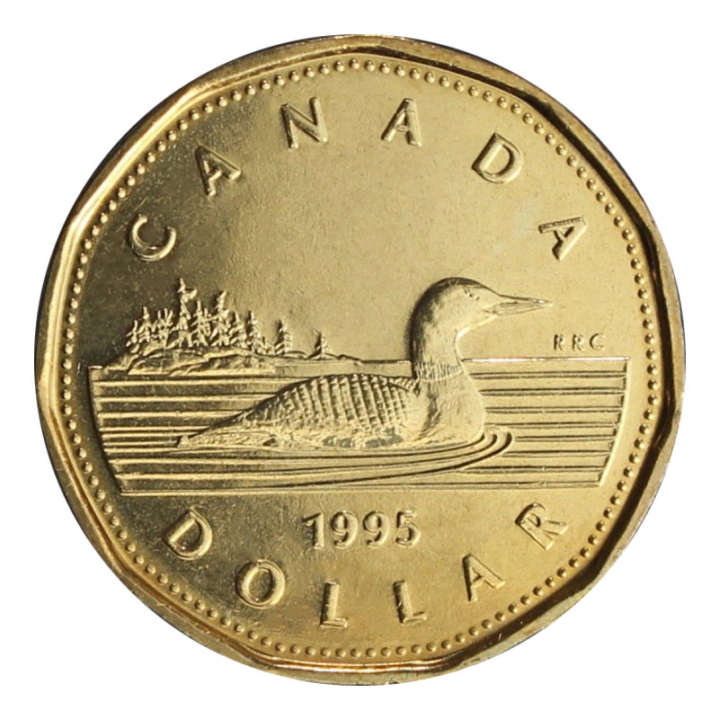 1995 Canadian 1 Common Loon Dollar Coin Brilliant Uncirculated 1995-coin-talk