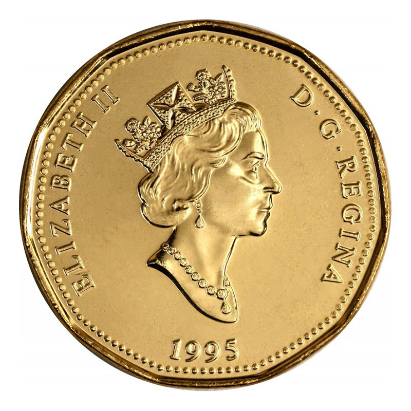 1995 Canadian 1 Peacekeeping United Nations 50th Anniv Loonie Dollar 