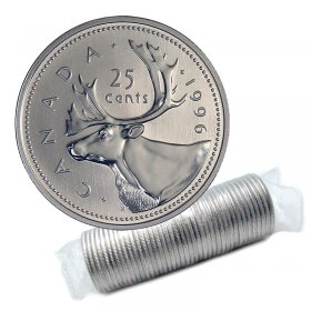 2002P Canada Caribou Quarter From MInt Roll 