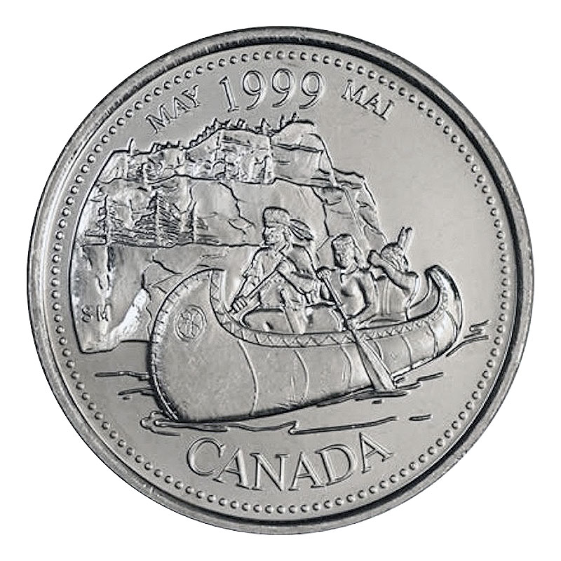 1999 Canadian 25 Cent May The Voyageurs Millennium Quarter Coin 1999-canadian-25-cent-may-the-voyageurs-millennium-quarter-coin