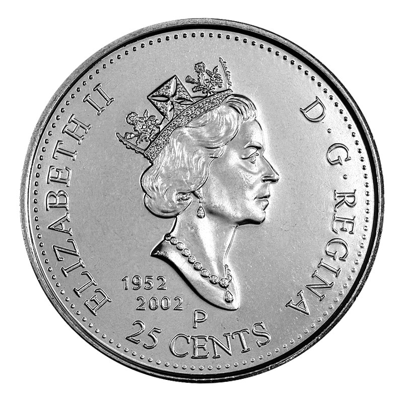 $0.25 **Celebratory Maple Leaf** 2002P Canadian Prooflike Quarter 