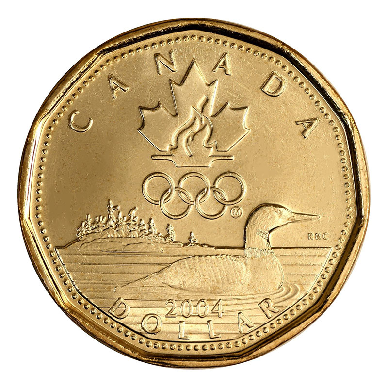 2014  CANADA OLYMPIC LUCKY LOONIE $1 COIN UNC IN RCM WRAP RELEASED FOR SOCHI 