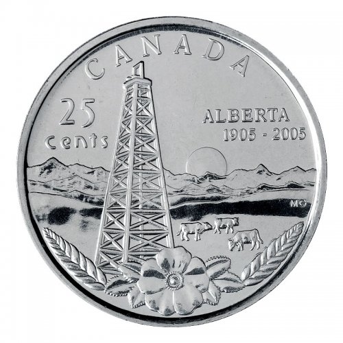 2005-P (1905-) Canadian 25-Cent Alberta Centennial Quarter Coin