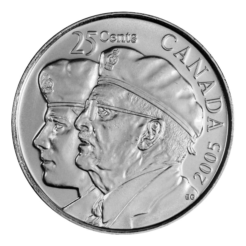 05 P Canadian 25 Cent Year Of The Veteran Quarter Coin Brilliant Uncirculated