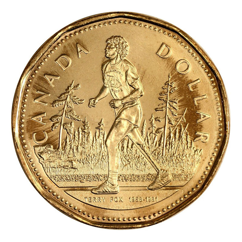 2005 TERRY FOX MARATHON OF HOPE LOONIE UNCIRCULATED FROM MINT ROLL
