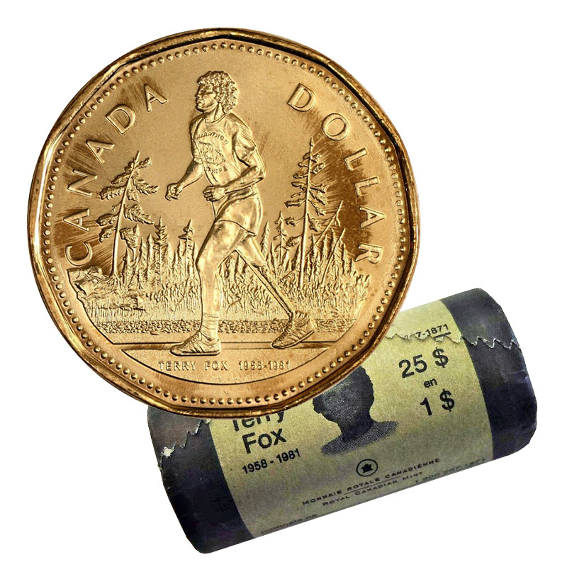 Details about   2005 Canada $1 Dollar Loonie Terry Fox Marathon of Hope From Mint Roll BU 