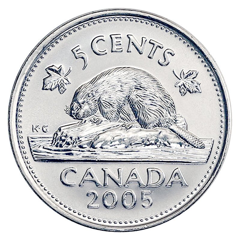 2005 P  CANADA 5 Cent  Victory & Beaver Nickel Coin 