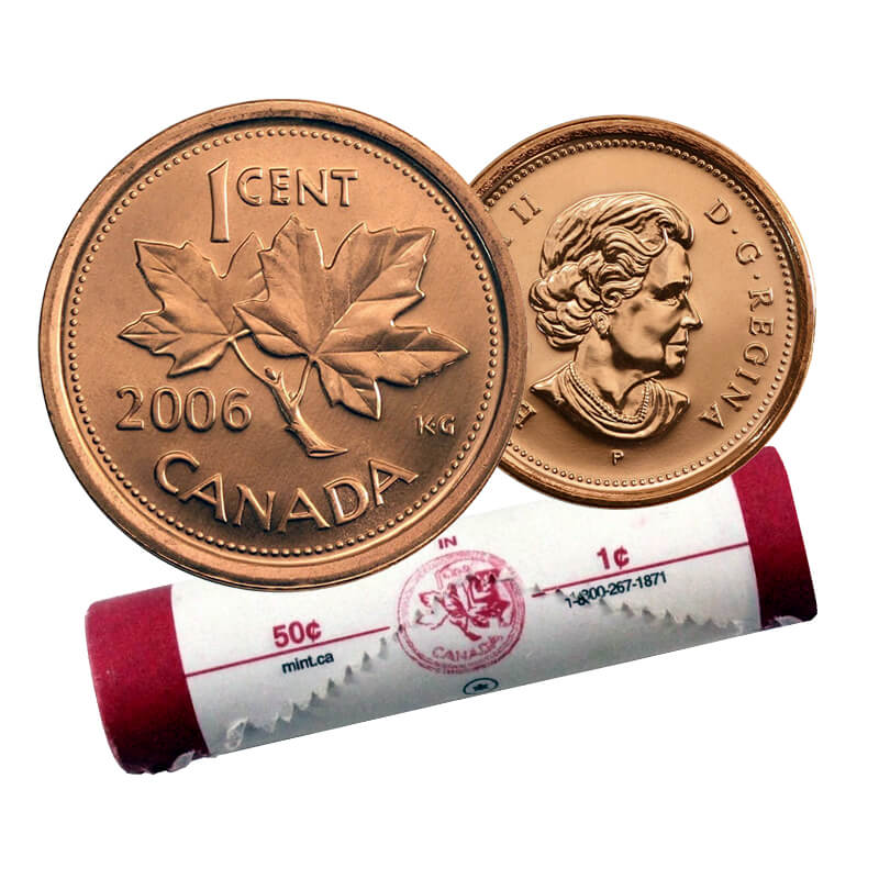 2012 MAGNETIC Canadian 1-Cent Maple Leaf Twig Penny Original Coin Roll 