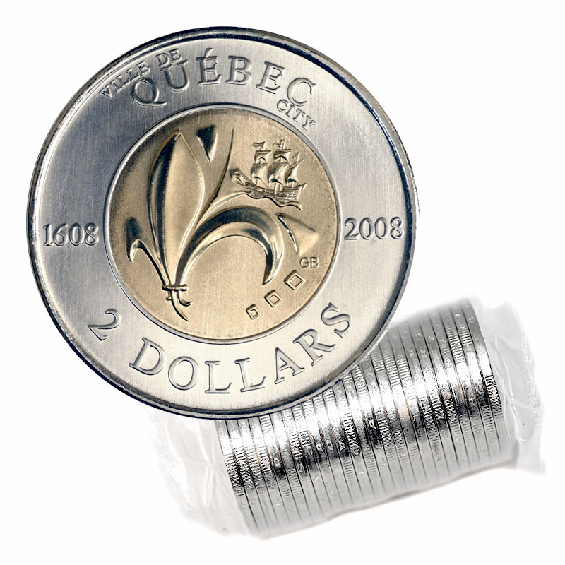 BU UNC Canada 1608-2008 400th anniversary Quebec city $2 toonie from mint roll 