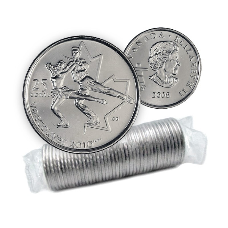 Canada 2008 Vancouver 2010 Olympics Figure Skating 25 Cent Mint Coin.