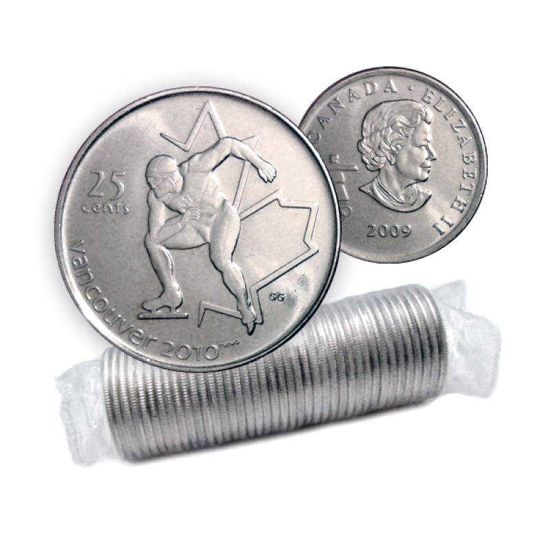 SPEED SKATING QUARTER .25¢ COIN 2010 VANCOUVER CANADA WINTER OLYMPIC 
