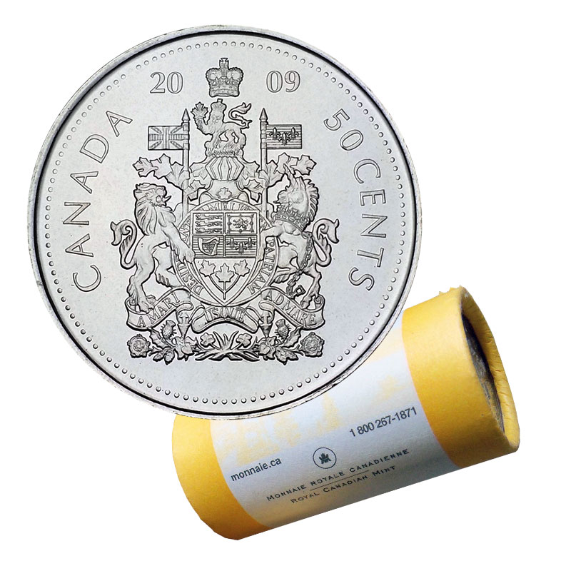 2009 Canadian 50-Cent Coat of Arms Half Dollar Special Wrap Coin Roll