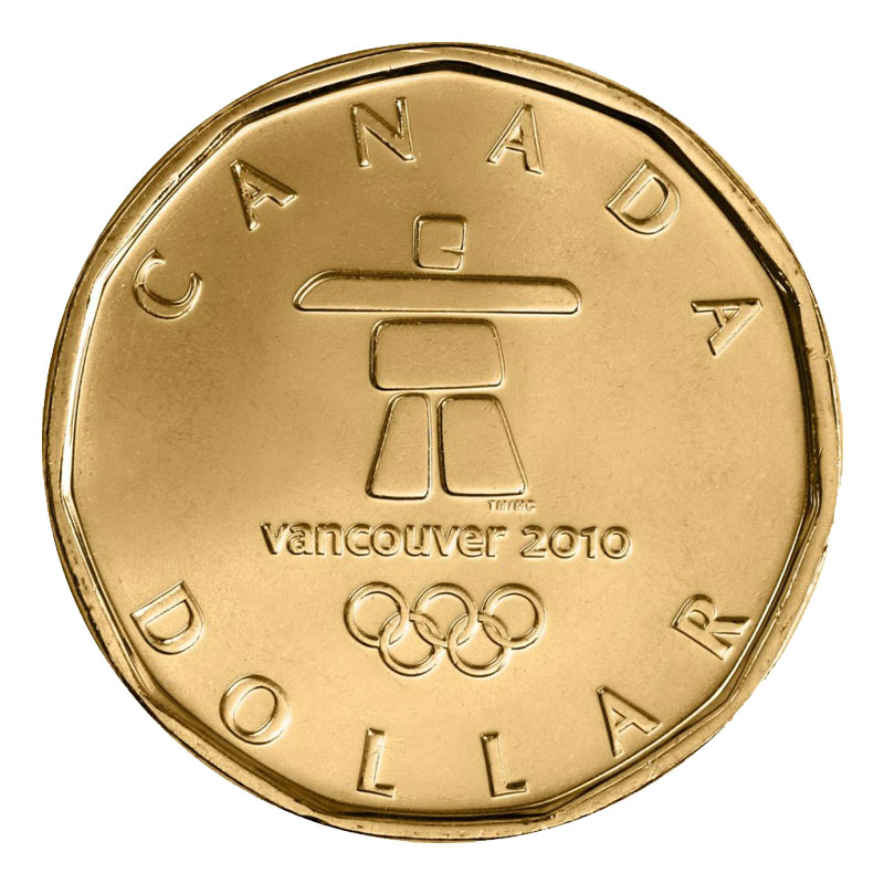 Brillant Uncirculated UNC Canada 2008 Lucky Loonie for Olympics $1 dollar coin 