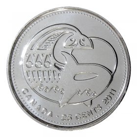 Canada 2011 25 cents Bison Nice UNC from roll BU Canadian Quarter 