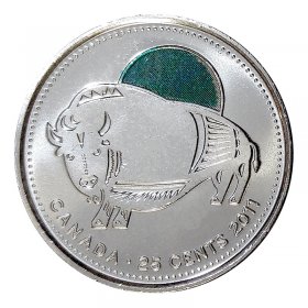 2x25¢ Coloured 2011 UNC CANADA Plain *ORCA WHALE* Wildlife Quarters 