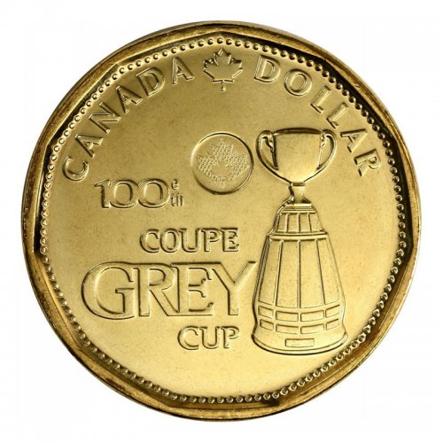 2012 Canadian 1 100th Grey Cup CFL Commem Loonie Dollar