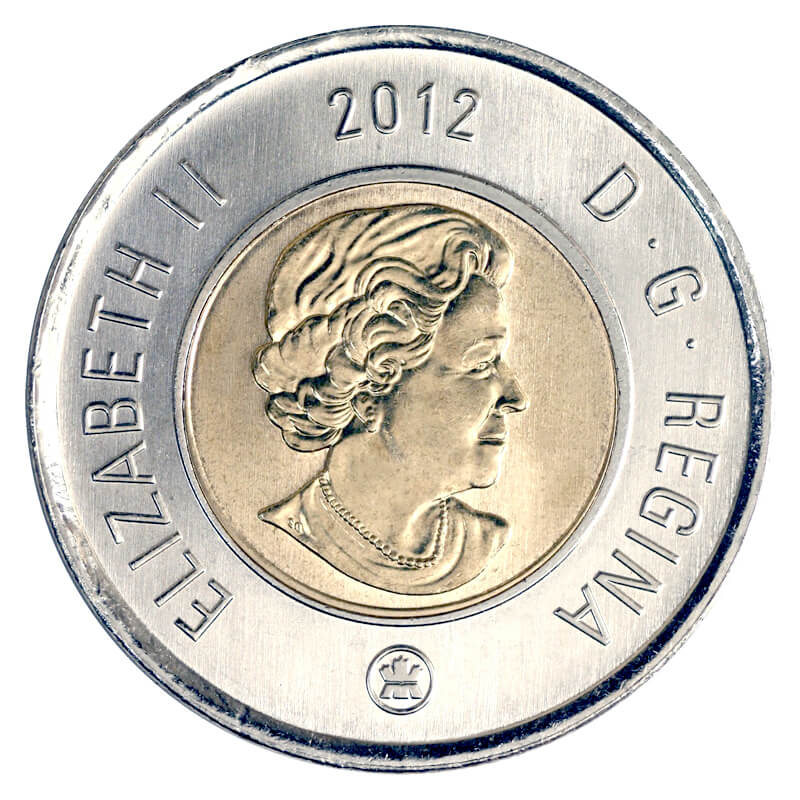 2012 Canada Old Generation Toonie Graded as Brilliant Uncirculated 