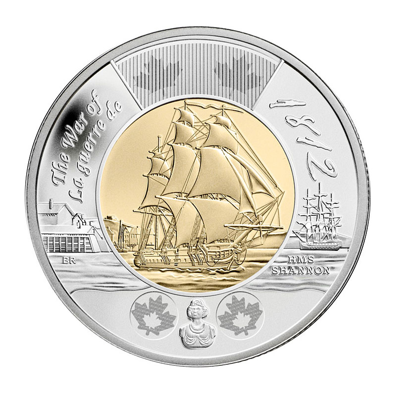 Two Dollars (Toonies) 2012 Canada 2 HMS SHANNON WAR OF 1812 Toonie UNC medalex.rs