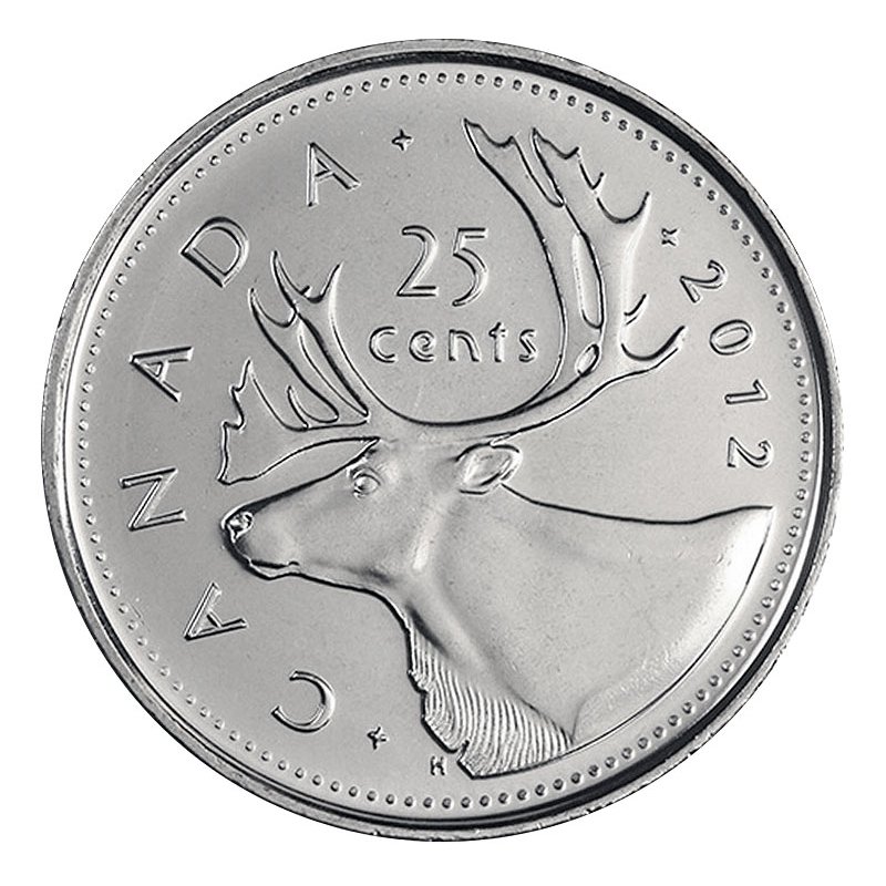 12 Canadian 25 Cent Caribou Quarter Coin Brilliant Uncirculated