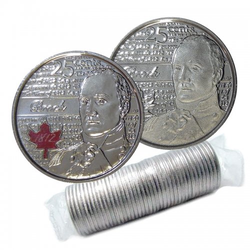 2012 CANADA 25¢ SIR ISAAC BROCK NON COLOURED BRILLIANT UNCIRCULATED QUARTER COIN 
