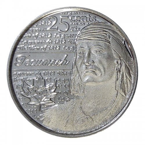 2012 Canada Quarter 25 Cents War 1812 Tecumseh Colorized Mint Roll Uncirculated 