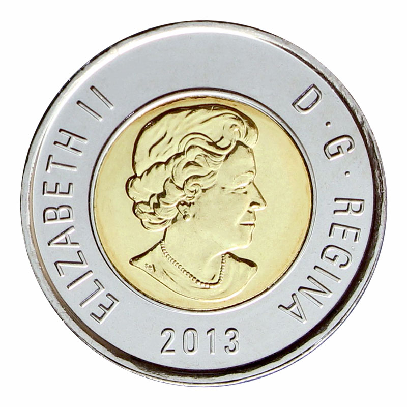 Brilliant Uncirculated 2013 Canada 2 Dollars From Mint's Roll 