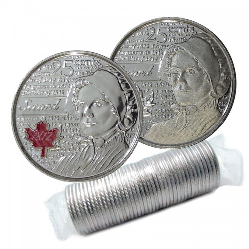 BU UNC Canada 2013 Laura Secord 25 cent quarter red color & no color 2 coins set 